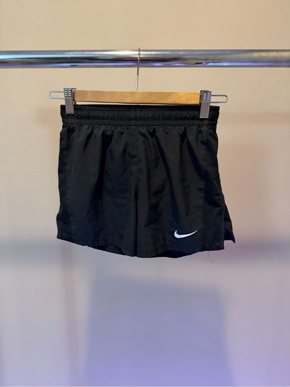 Nike Kids Dri-FIT Black Running Shorts with Side Mesh Panel (Size L)